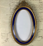 Fine Antique Oval Bow Top 7 1/4" Tall Frame with Kiln-fired Enamel Mat, Dore Bronze