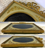 Antique French 2nd Empire Dore Bronze and Applique Photo or Portrait Miniature Frame, c.1870 Bow Top