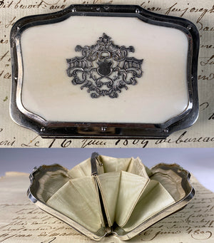 Fine Antique French Silver and Ivory Coin Purse, c.1850-90 Excellent Throughout