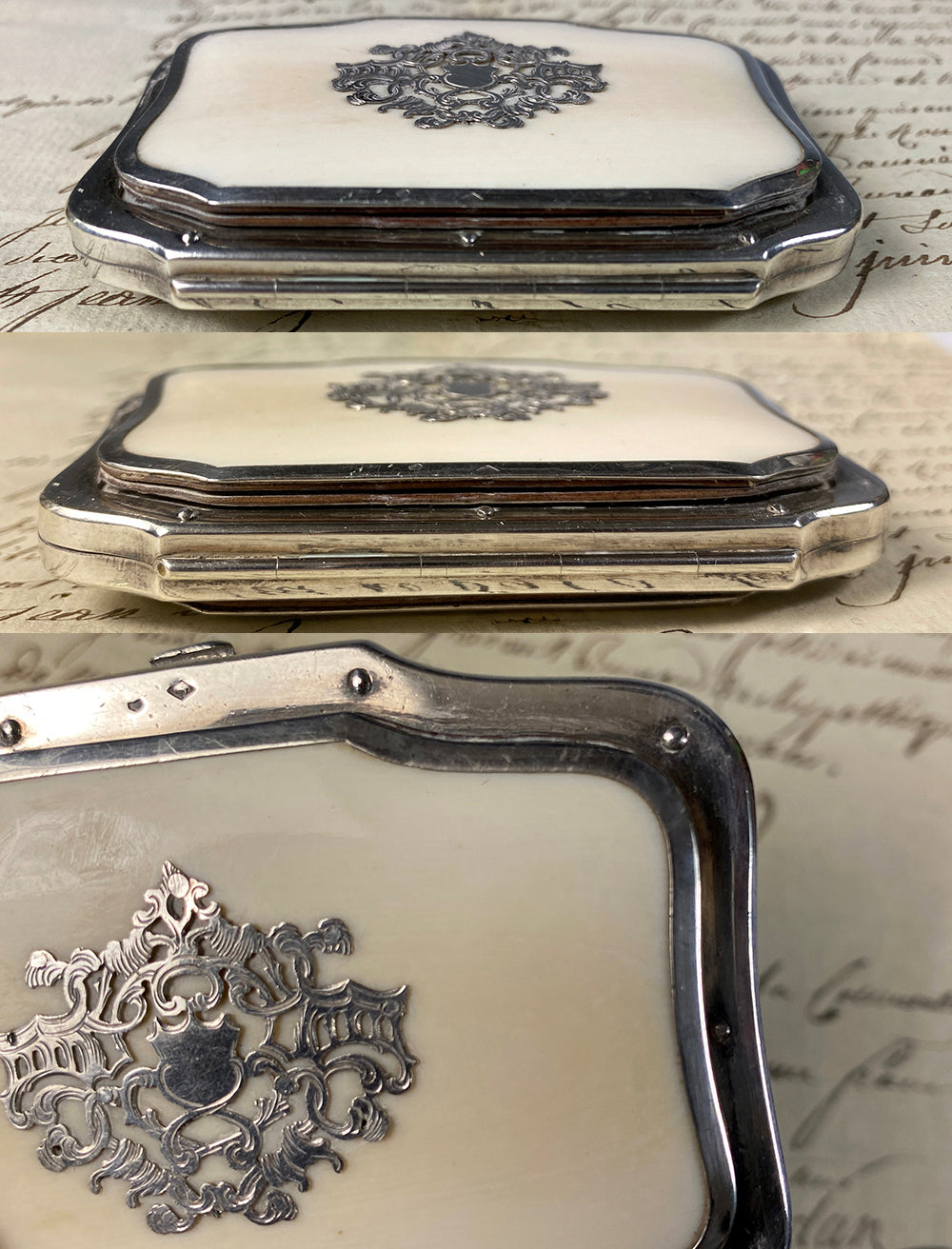 Fine Antique French Silver and Ivory Coin Purse, c.1850-90 Excellent Throughout