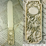 Fine Antique Hand Carved IvoryPaper Knife, Bugs, Dragonfly, Frog, Japonaise, Dieppe