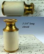 Beautiful Antique French Opera Glass, Telescope, 1-draw Ivory Case, Barrell 4 3/4"