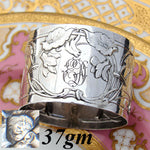 Lovely Antique French Art Nouveau Sterling Silver Napkin Ring, Sinuous Floral Decoration