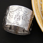 Lovely Antique French Art Nouveau Sterling Silver Napkin Ring, Sinuous Floral Decoration