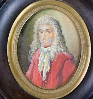 Antique ID'd c.1713 French Portrait Miniature, Louis XIV Era, Artist Signed. Vicomte Charles de Beaufort