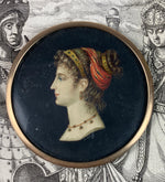 Fine Antique French Napoleonic Empire Portrait Miniature, Woman in Profile, Tiara and Necklace