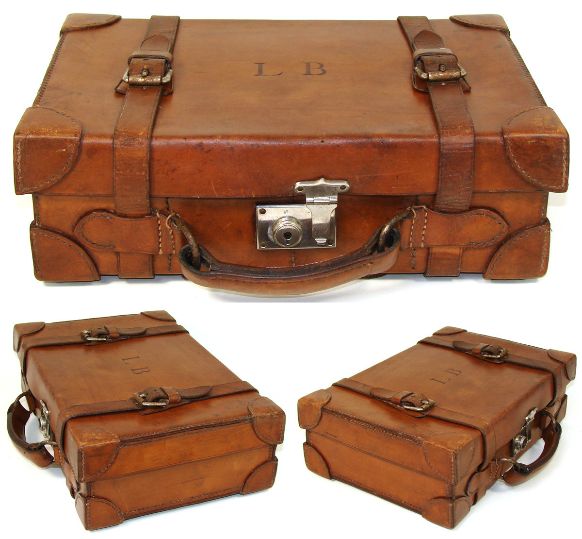 Fab Antique Victorian Era Thick Genuine Leather 13" Ammunition Case, Briefcase