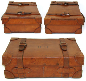 Fab Antique Victorian Era Thick Genuine Leather 13" Ammunition Case, Briefcase