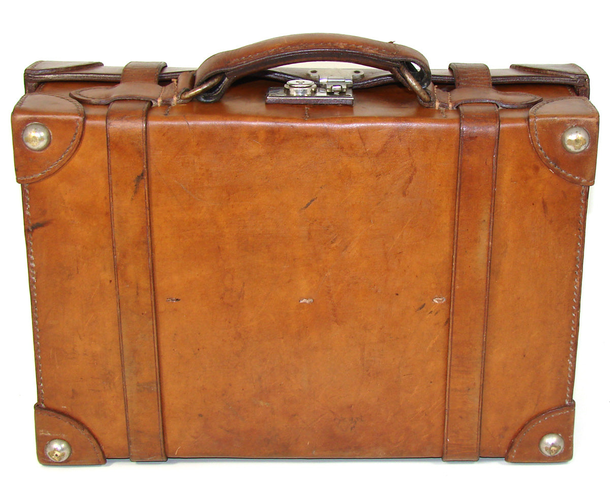 Fab Antique Victorian Era Thick Genuine Leather 13" Ammunition Case, Briefcase