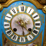 Rare Antique French Napoleon III Era 15.5" Mantel Clock, Gilt Bronze & HP Sevres or Paris Porcelain