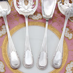 Fine Antique French Sterling Silver 4pc Hors d'Oeuvre Serving Set, Bead Festooned Pattern