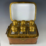 Fine Antique French Opaline Glass Scent Caddy, 6 Original Perfume Bottles Still Inside, EC