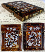 Fine Antique Victorian Napoleon III Era Tortoise Shell and Mother of Pearl Card Case