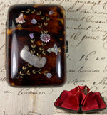 Fine Antique French Tortoise Shell Coin Purse, Mother of Pearl and Silver Pique, Inlay, Napoleon III