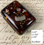 Fine Antique French Tortoise Shell Coin Purse, Mother of Pearl and Silver Pique, Inlay, Napoleon III