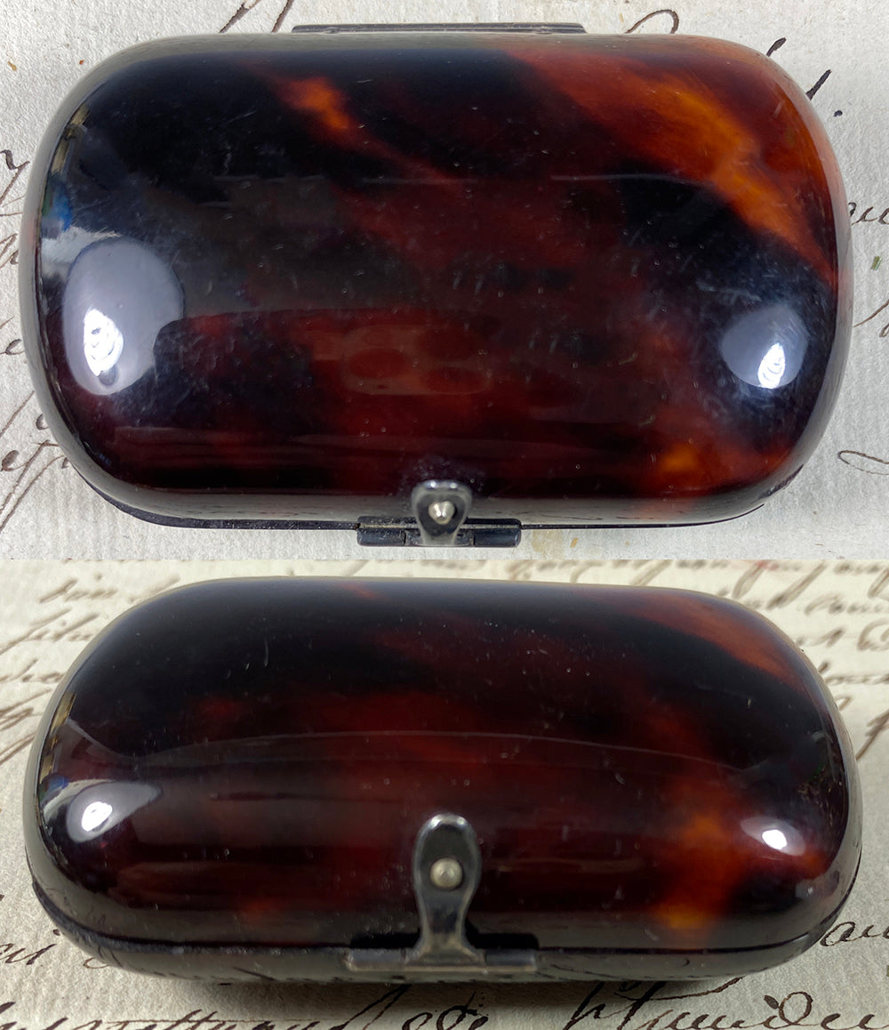 Superb Little Antique Coin Purse, Tortoise Shell, Silk Interior in Excellent Condition, French