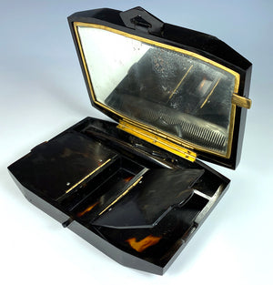 Antique French Tortoise Shell Purse, Makeup Case, Minaudière, c.1900-1920 Art Deco