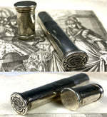 Antique c.1700s Etui à Cire, French Silver Wax Seal, Sceau and Case for Sealing Wax