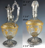 Fine Antique Raised Gold Enamel on Baccarat Crystal Claret Jug, Wine Decanter, Armand Fresnais S P