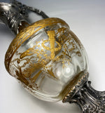 Fine Antique Raised Gold Enamel on Baccarat Crystal Claret Jug, Wine Decanter, Armand Fresnais S P