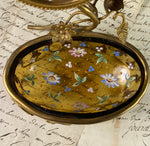 Antique French Enameled Glass and Ormolu Pocket Watch Stand, Vide Poche, 19th c.