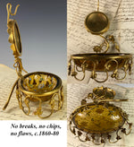 Antique French Enameled Glass and Ormolu Pocket Watch Stand, Vide Poche, 19th c.