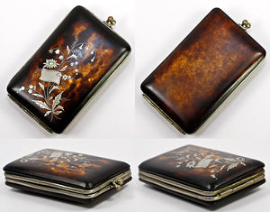 Fine Antique French Napoleon III (Victorian era) Tortoise Shell Cigar or Cheroot Case, Pique, Excellent - Purse?