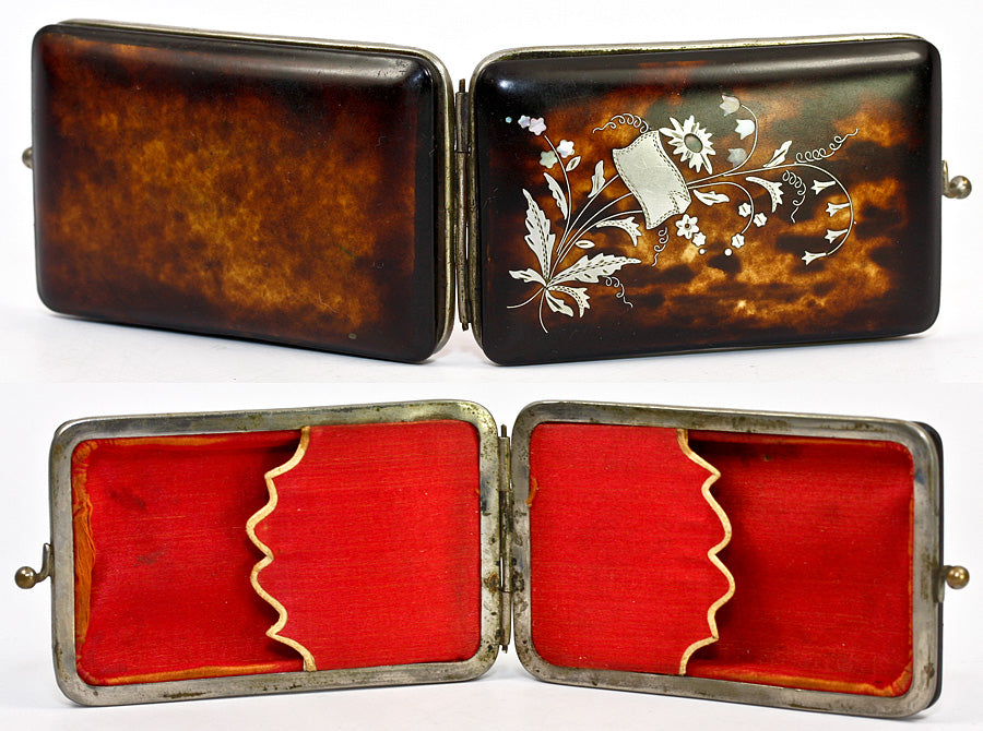 Fine Antique French Napoleon III (Victorian era) Tortoise Shell Cigar or Cheroot Case, Pique, Excellent - Purse?