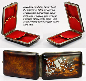 Fine Antique French Napoleon III (Victorian era) Tortoise Shell Cigar or Cheroot Case, Pique, Excellent - Purse?