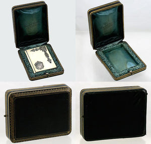 RARE Antique French Card Case, Necessaire, Sterling Silver & Ivory Aide d' Memoire