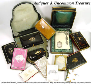 RARE Antique French Card Case, Necessaire, Sterling Silver & Ivory Aide d' Memoire