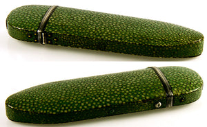 Rare Antique Georgian, 18th century Shagreen Etui, Spectacles Case, Sterling Silver, Galuchat