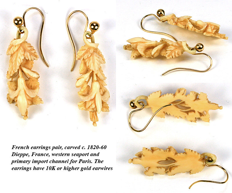 Lot 19  A pair of Victorian carved ivory drop