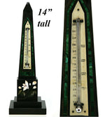 Rare Antique Victorian Derbyshire Pietra Dura 14" Obelisk Thermometer, a Grand Tour Souvenir, Buxton Marble