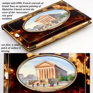 Antique French Grand Tour Souvenir Card Case, Tortoise Shell Necessaire Tortoiseshell