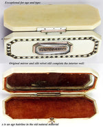 Antique Georgian 18k and Enamel 'Souvenir' Etui, 'Boite a' Mouche', Patch Box or Toothpick Box, Ivory