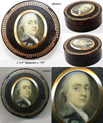 Antique Georgian Portrait Minitaure, 1750-70 Tortoise Shell Snuff Box, 12K Gold Pique & Frame - Georgian