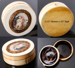 Antique French Carved Ivory Snuff or Patch Box c.1750s, 18k Gold and Kiln-fired Enamel