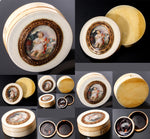 Antique French Carved Ivory Snuff or Patch Box c.1750s, 18k Gold and Kiln-fired Enamel