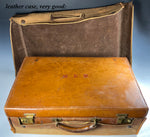 Superb RARE c.1901 English Travel Valet, Valise, 19 Pc Vanity in Tortoise Shell, Sterling Silver, Leather