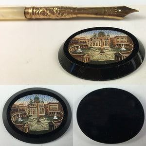 Antique Victorian Era Micro Mosaic of St. Peter's Square, Rome, 37mm Unmounted for Pendant