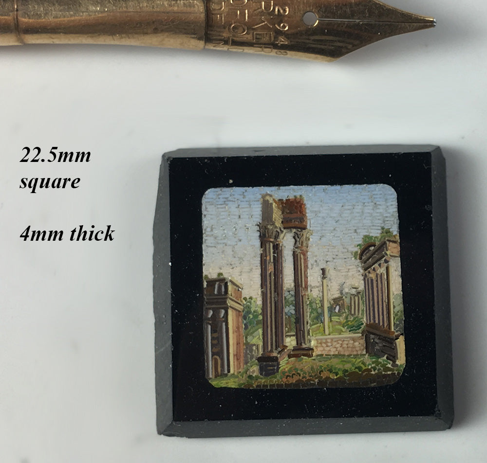 Antique Italian Grand Tour Unmounted Micro Mosaic Plaque, The Forum 22.5mm square