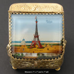 Antique French Pocket Watch Casket, Eglomise 1889 Paris World Expo, Eiffel Tower