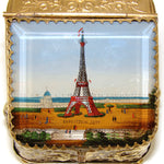 Antique French Pocket Watch Casket, Eglomise 1889 Paris World Expo, Eiffel Tower