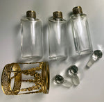 Antique French Baccarat 3-flask Scent Caddy, Dore Bronze Garlands, Perfume