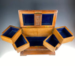 Antique HC Swiss 3-Tier Jewelry Box, Casket, 2 Game Birds up Top, c.1900-1920s