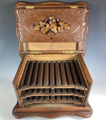 Antique Swiss Black Forest HC Cigar Cabinet, Chest, Box, 3 Trays for 30 Cigars