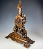 Antique HC Swiss Black Forest Pocket Watch Stand, Fox and Chickens, Hens and Castle