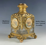 Antique Victorian Grand Tour French Perfume Bottle, 5 Eglomise Views of Paris