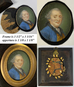 Antique c. late 1700s French Portrait Miniature, Distinguished Gentleman,